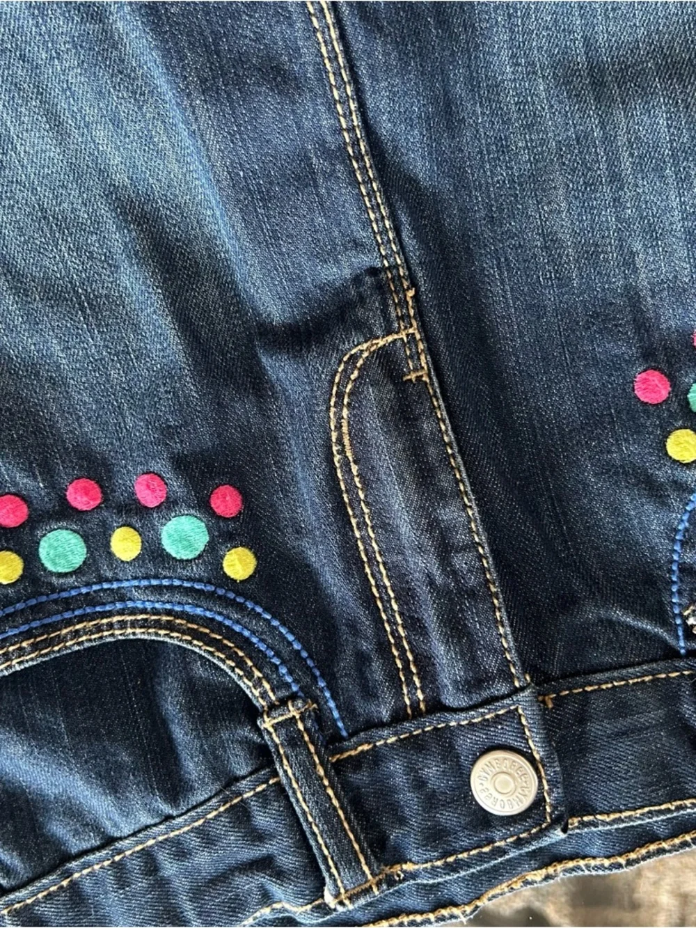 Gymboree Color Happy Embroidered Dots Denim Skort